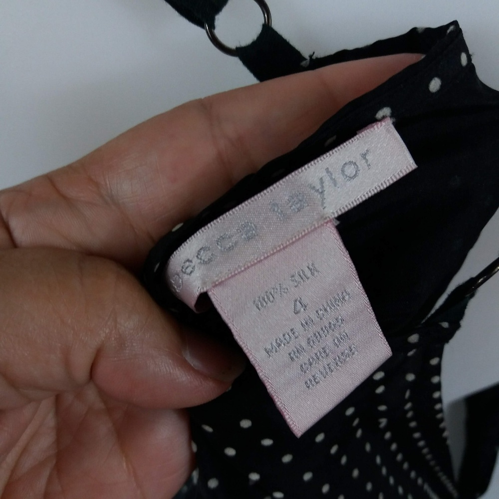 Rebecca Taylor Polka Dot Silk Top 4 Open Sides - Picture 4 of 7